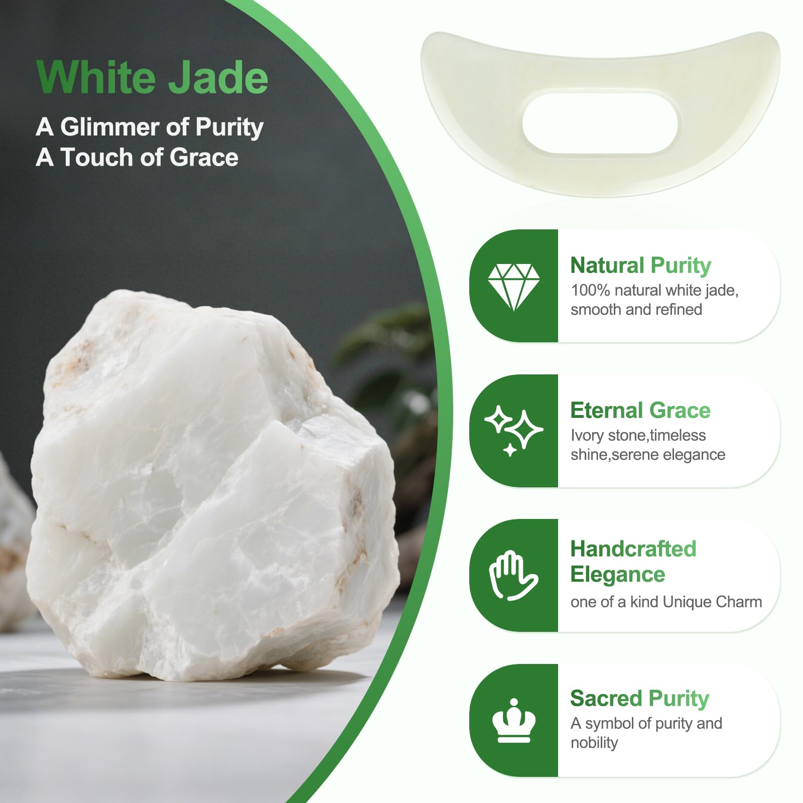 Juego de herramientas de masaje Gua Sha de piedra de jade más grande, tabla Guasha con mango, herramientas de masaje para raspado muscular, herramientas de acupuntura facial, anticelulitis, spa para