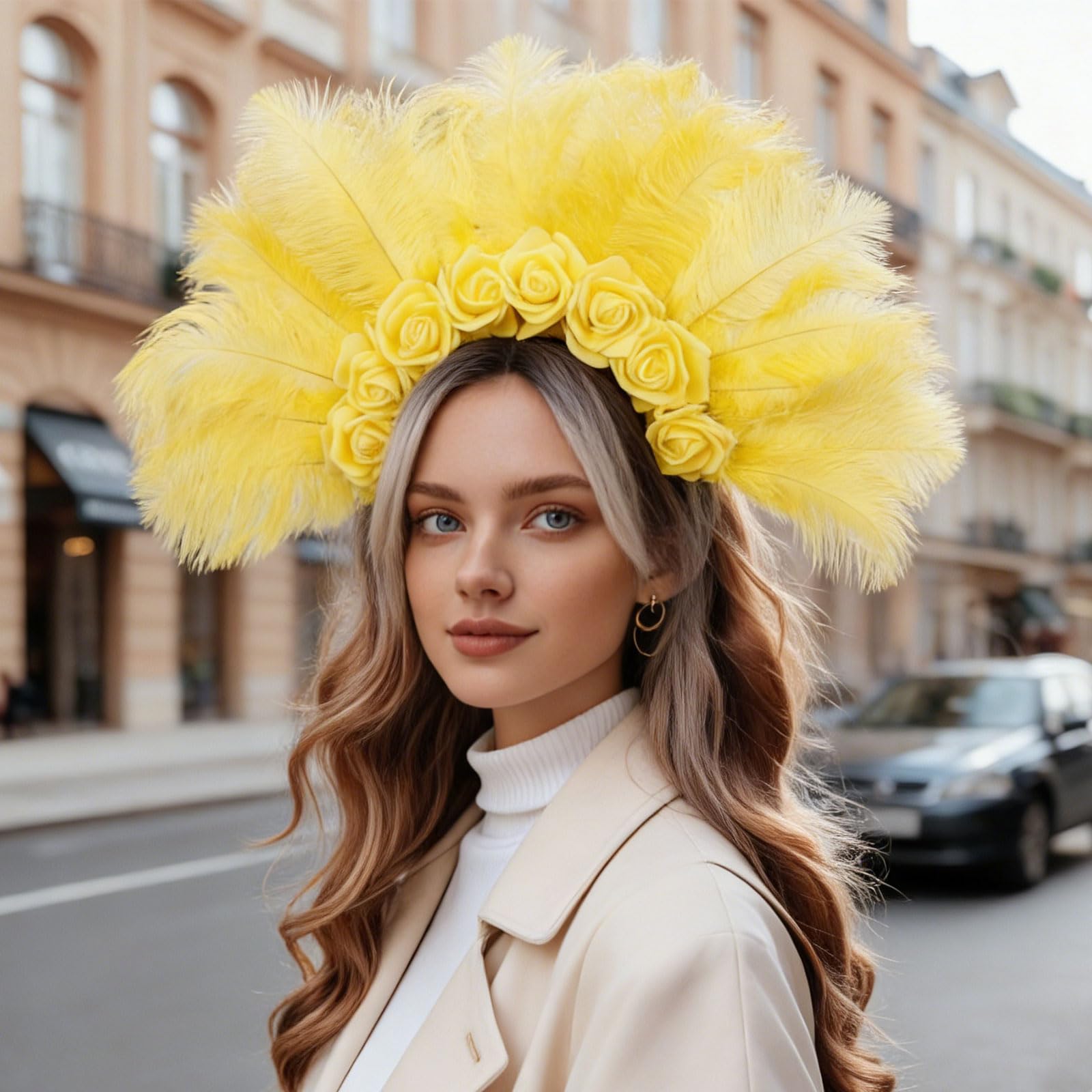 Fascia per capelli con fiori piumati, A | Accessorio per lo styling fasce per capelli con piume colorate per copricapi per feste carnevale per adulti