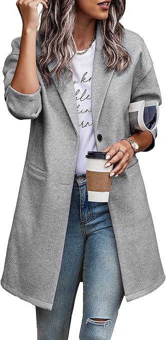 PRETTYGARDEN Women Plaid Shacket Jacket Trendy Fall Casual Button Wool Blend Tartan Trench Coat Winter Clothing with Pockets