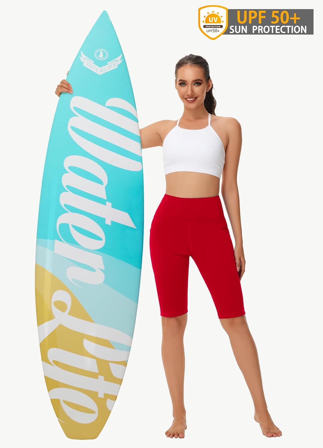 MIVEI Women's High Waisted Long Swim Shorts - 5''/7''/9''/12" Tummy Control Swim Board Capris Bottoms Swimwear with Liner