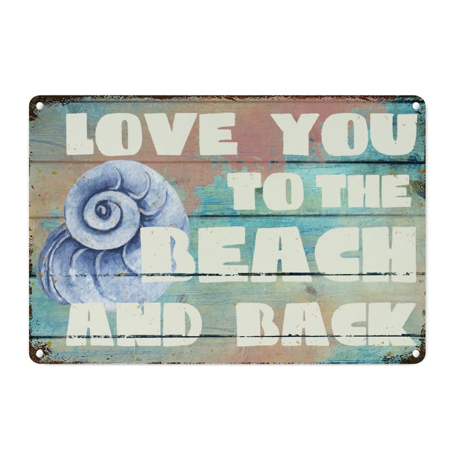 Décoration murale vintage en métal motif escargot de mer 30x20cm