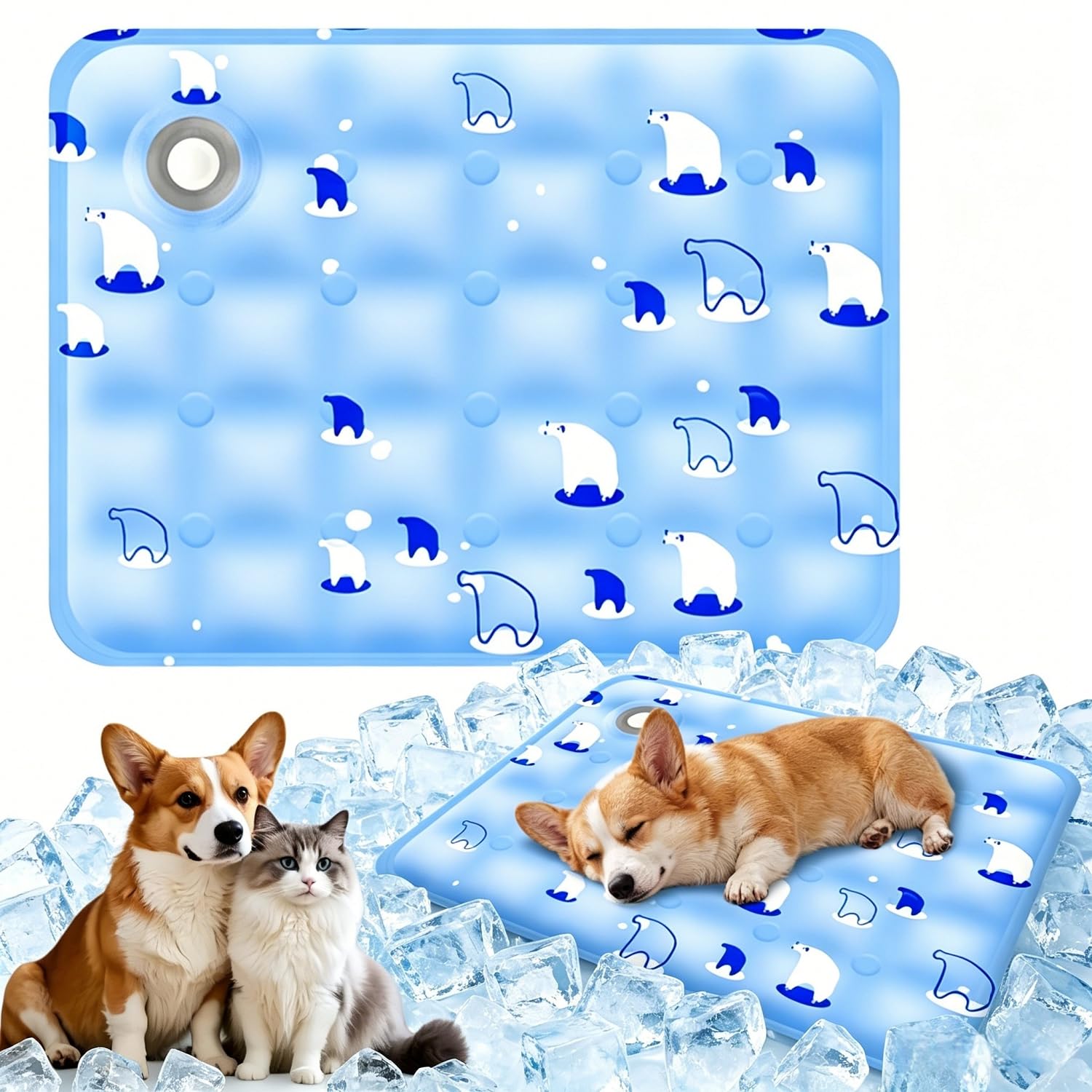 Dog Cooling Mat,Durable Pet Cool Mat for Dogs Cats,Foldable Durable Water Filled Model Cooling Mats,Non-Toxic Gel Self Cooling Pad for Dogs Cats,Great Pets Cool in Hot Summer (B, 40 * 30CM)