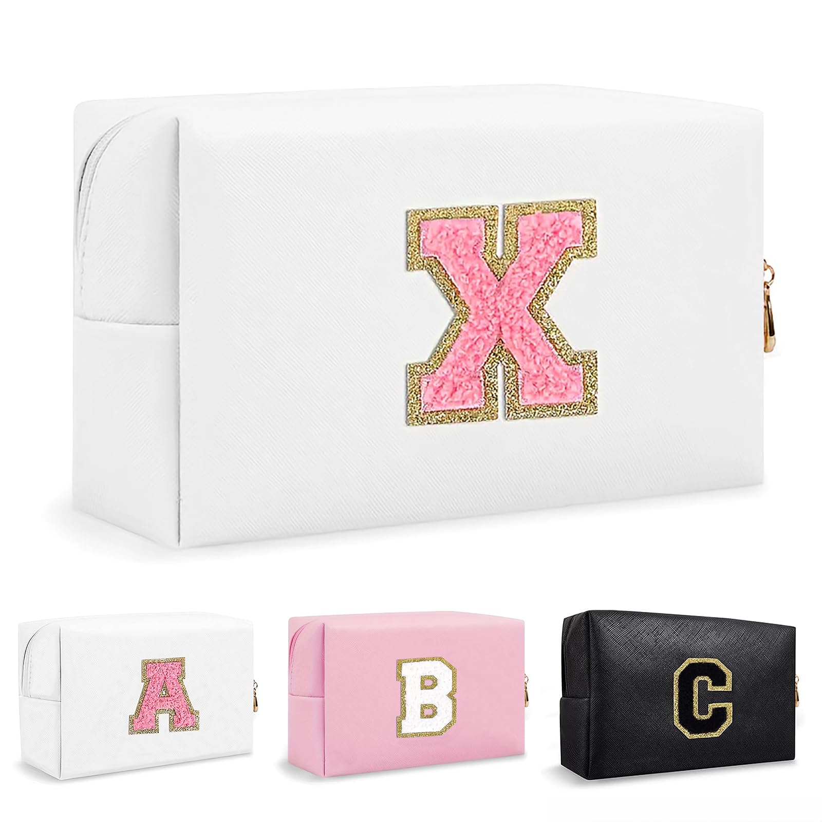 Bolsa de Maquillaje, Bolsa de Cosméticos Impermeable de Viaje, PU Cuero, Neceser de Baño, Bolsa De Aseo Y Almacenamiento para Mujer,Cosas Preppy para niñas Adolescentes (Letra A-Z) — view 124