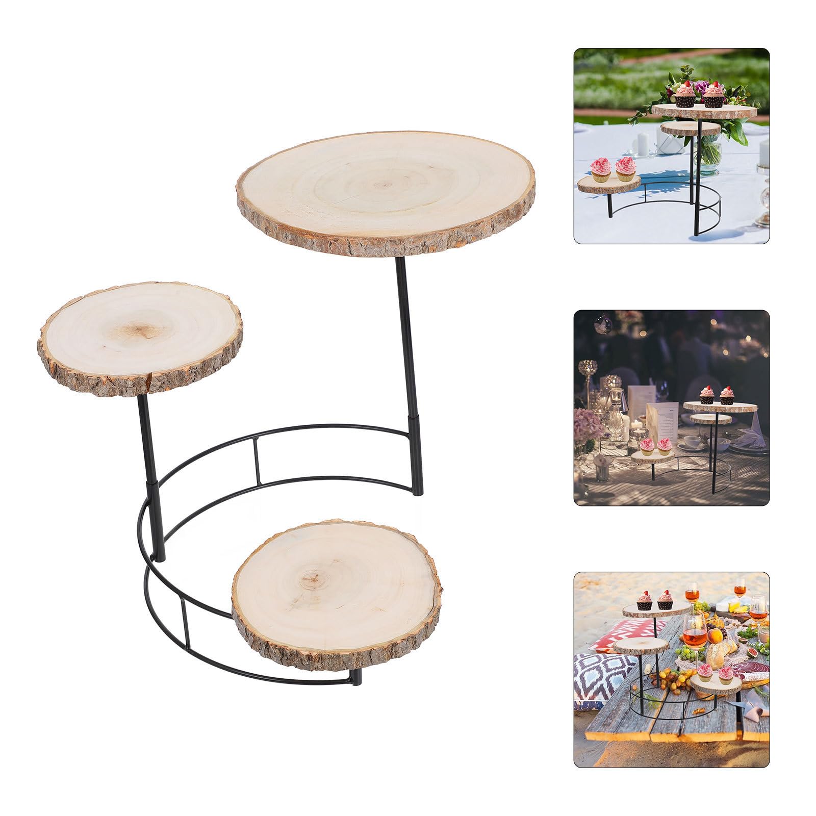 Soporte para Tartas y Cupcakes de Madera y Hierro Estilo Rústico Niveles en Fiestas y Eventos Obsequios