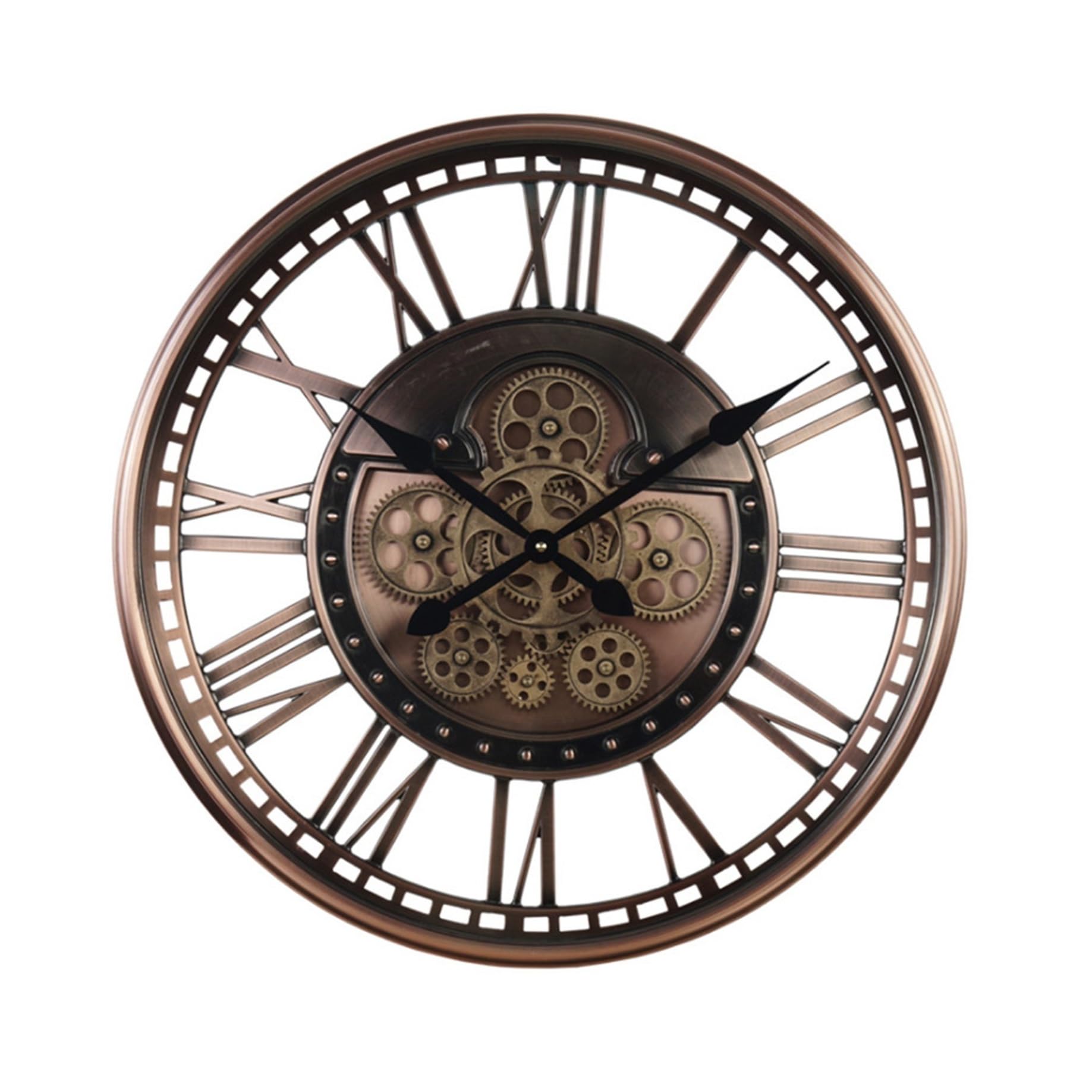 Horloge murale numérique rétro avec engrenages en métal pour décoration