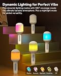 Wireless Bluetooth Karaoke Microphone with Dynamic Lights, Portable Handheld Mic, 6 Sound Effects, 10H Battery, Perfect for Kids Singing, Home Parties, Duet - Gift Idea, Works with All Smartphones