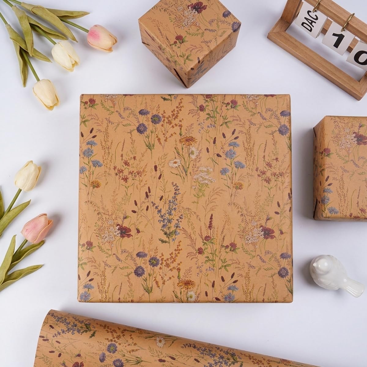 Vintage Floral Wrapping Paper Roll - 5m -4 Vintage Floral Wrapping Paper Roll - 5m -4