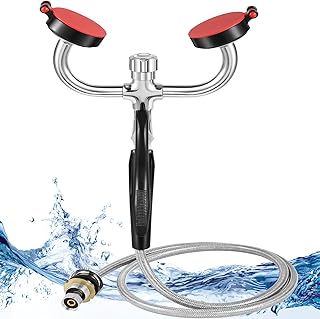 CGOLDENWALL Flow Speed Adjustable Drench Hose Eye Washer Emergency Eyewash Station Handheld Eye Flush Shower Copper Safety Shower with 1.5m Stainless Steel Hose for Lab and Industrial Use
