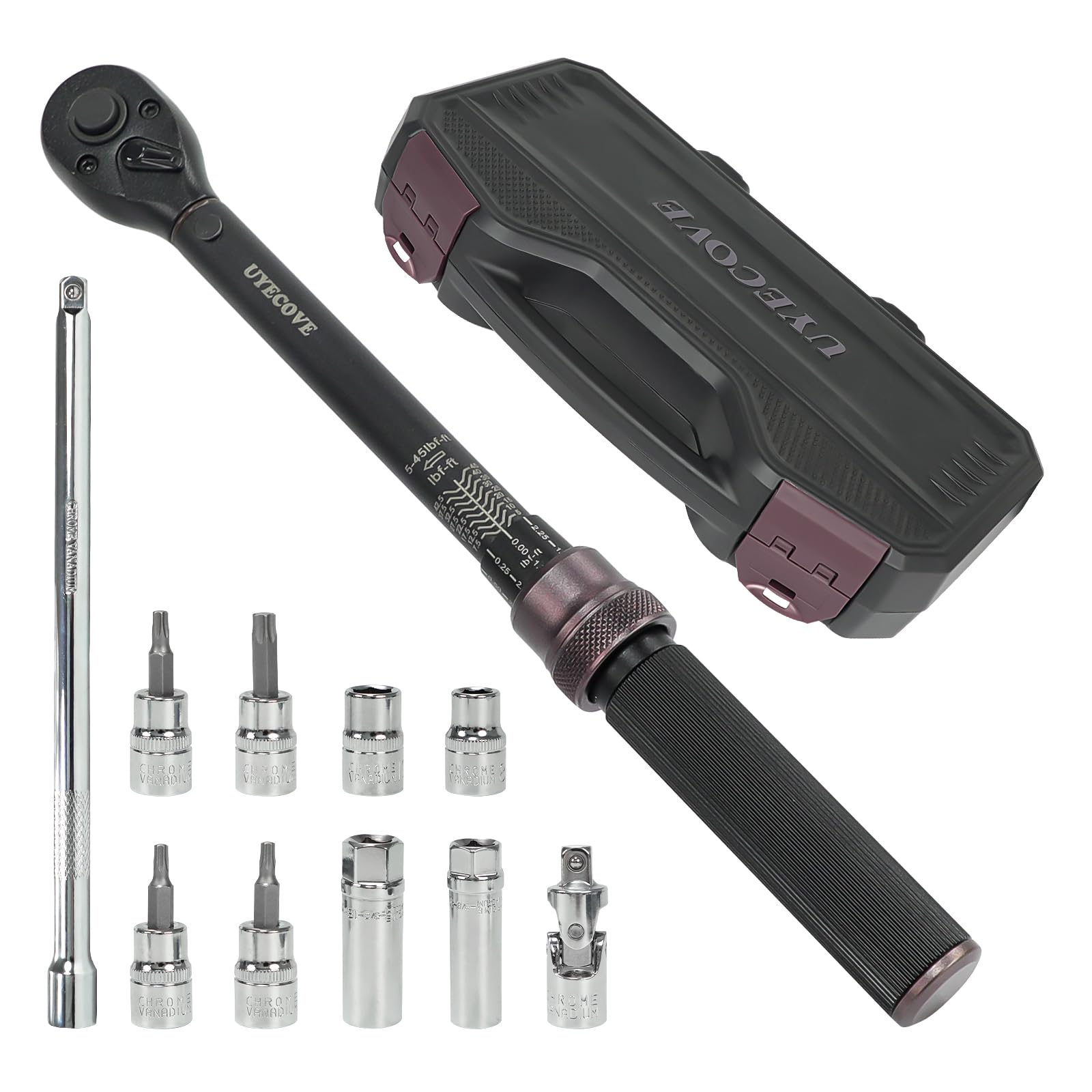 11-Piece Spark Plug Socket Set With Torque Wrench - 3/8" Drive Magnetic Sockets