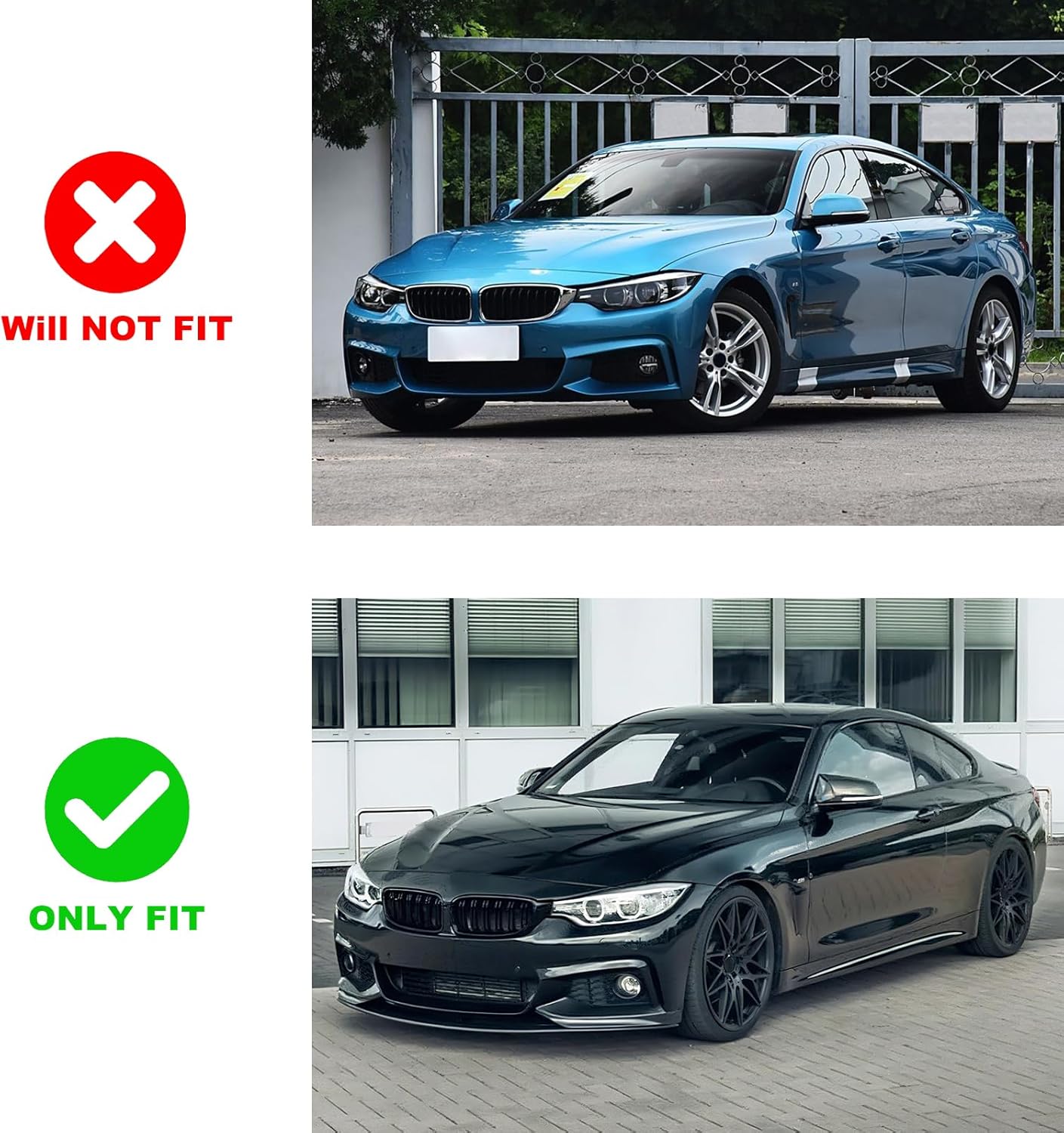 KHK Front Bumper Lip Spoiler for 2014-2020 BMW 4 Series F32 F33 F36 M-Sport Bumper, Glossy Black ABS Air Dam Compatible with 428i 430i 435i 440i Models Front Splitter Body Kit Accessories