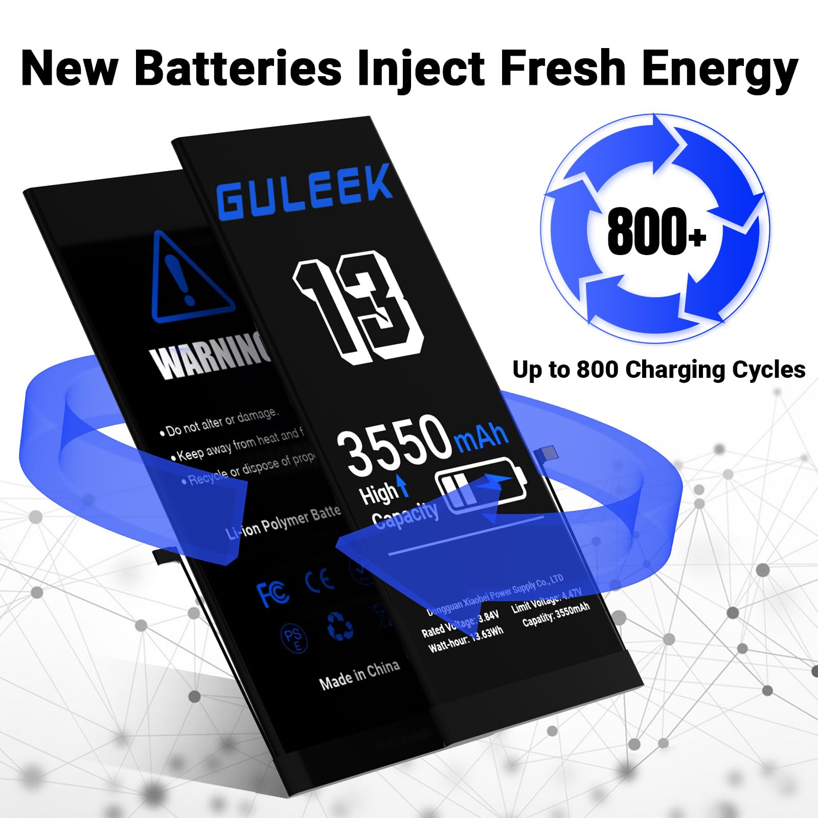 Batteria Compatibile con iPhone 13, 3550mAh Alta Capacità Reale, Kit di Sostituzione con Strumenti e Guida