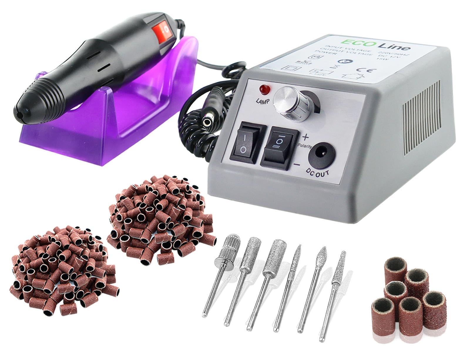 Elektrische Nagelfeile mit Maniküre Set Fußpflegegerät und Diamantschleifer | Fußpflege Pediküre Nagelfräser inkl. 300 Grobe Nagelschleifer Schleifhülsen für eine perfekte Nagelpflege an Händen und Füßen