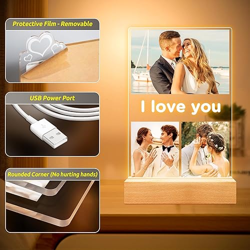 Miniatura 5 de Regalos personalizados de cumpleaños de aniversario de Navidad para mujeres, hombres, ella, él, marcos de fotos personalizados con foto, marco de