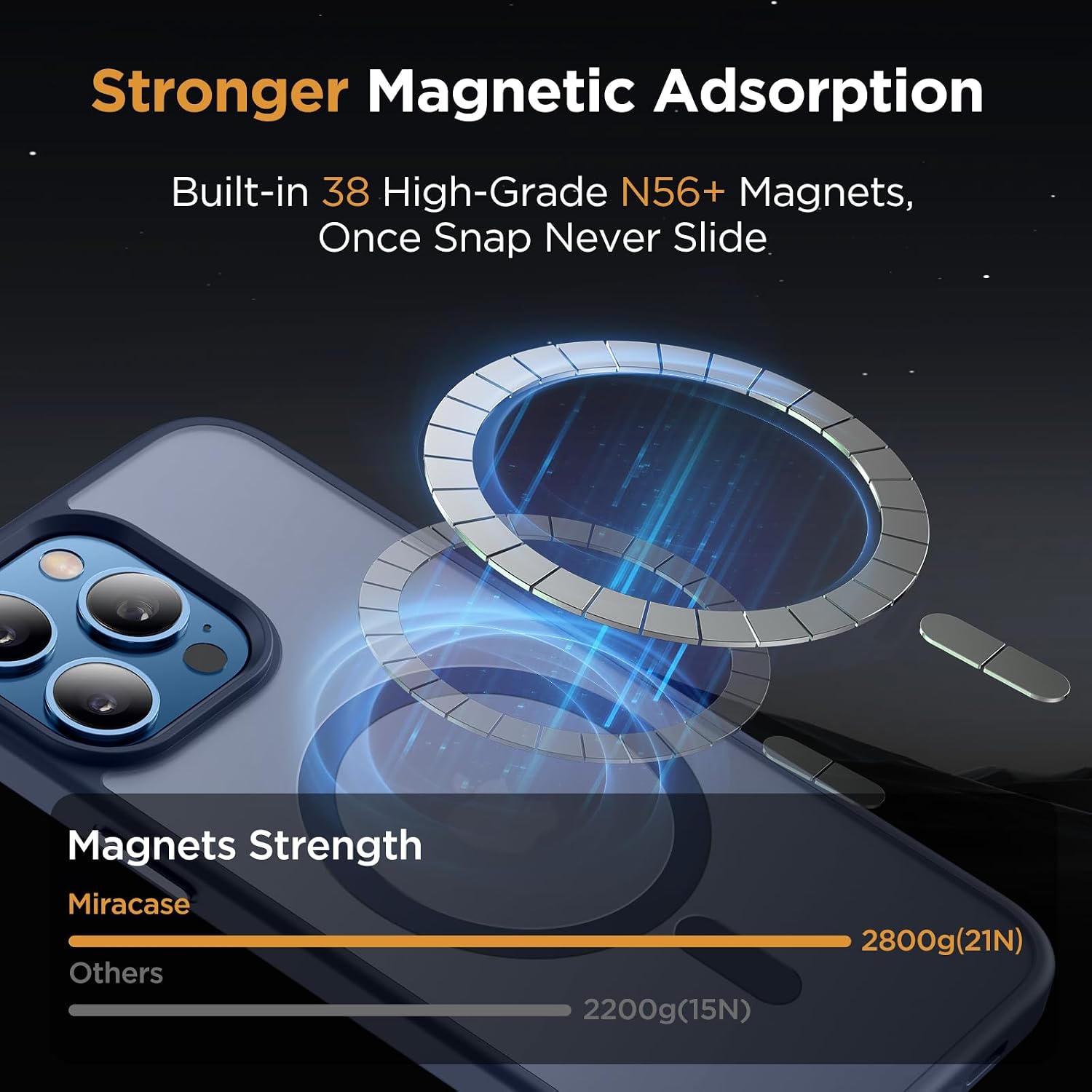  Magnetic for iPhone 12/12 Pro Case (Compatible with MagSafe) Military-Grade Protection, Anti-Fingerprint Translucent Matte Phone Cover for iPhone 12/12 Pro Case 6.1 inch, Dark Blue thumbnail