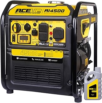- Aceup Energy 4500 Watt Inverter Generator 223CC, Gas Powered Generator for Home Use, Camping, EPA Compliant