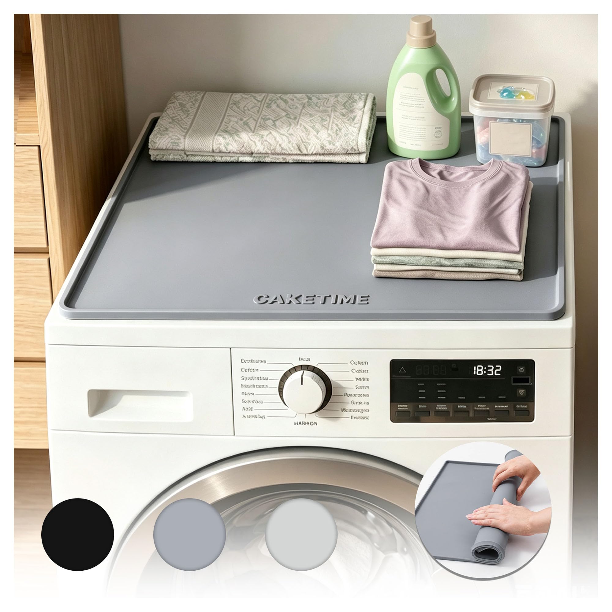 26"x18" CAKETIME Silicone Washer Dryer Countertop Mat Shower Caddy Waterproof Heavy Duty Washing Machine Cover Laundry Room Organization New Home kitchen Apartment Decor Must Haves 2026