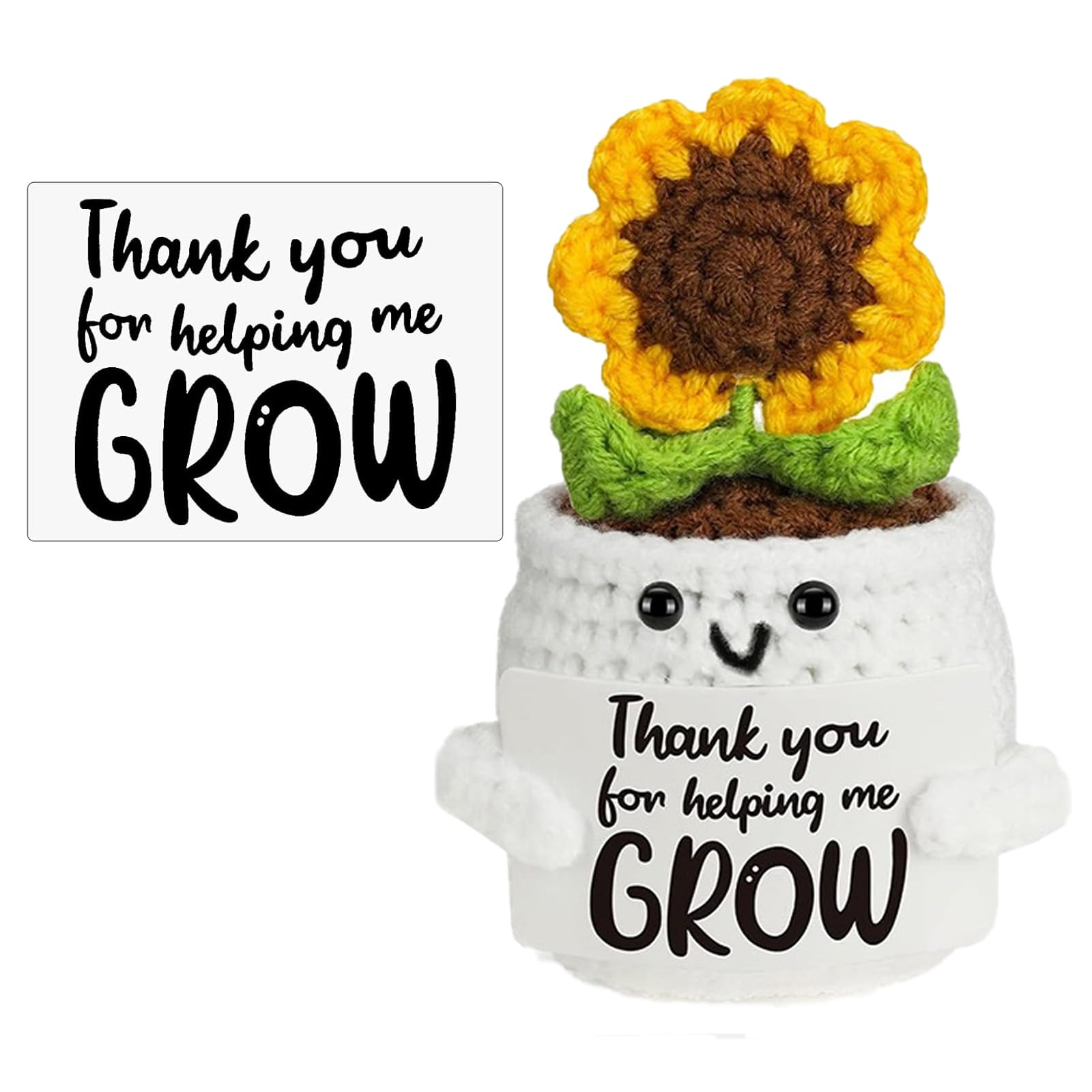 Moxychrony Crochet Sunflower Small White Potted Plant, Thank You for Helping Me Grow – Teacher Gifts for Women, Gifts & Thoughtful Gifts for Teachers, Perfect End-of-Year Gift for Teacher