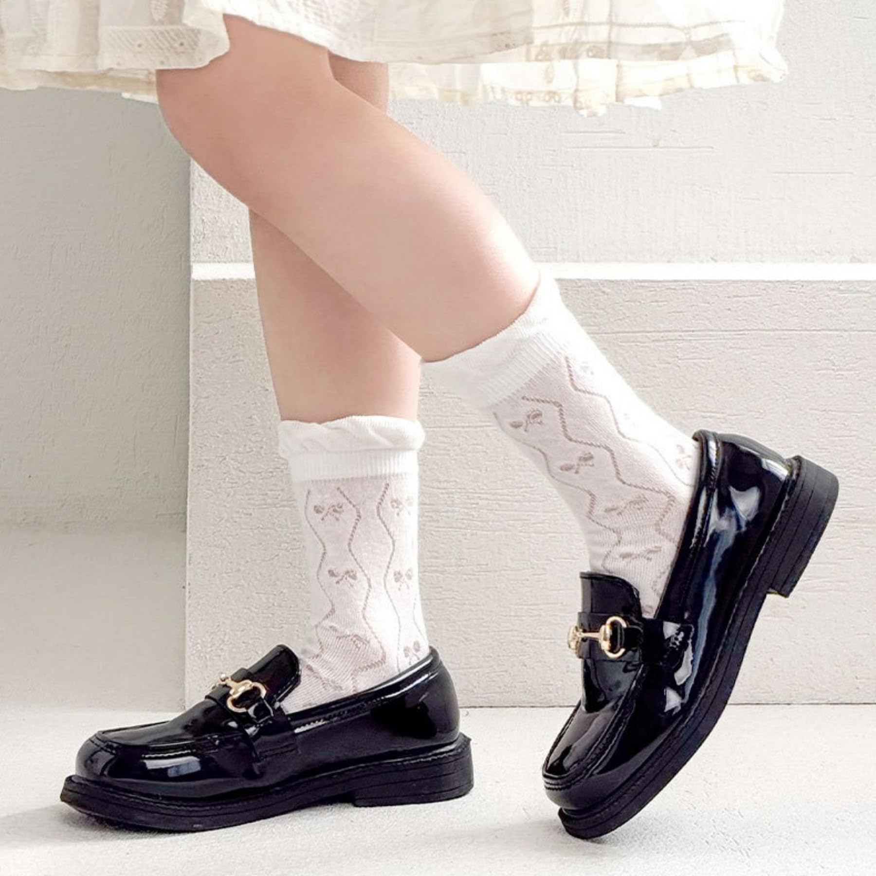 BEHELE Toddler Baby Girl Lace Mesh Crew Socks, Princess Mary Jane Dress Socks, 10 Pairs (US, Age, 1 Year, 3 Years, Style5)