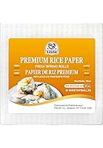 52USA Square Rice Paper, 1 Pack, White Rice Paper Wrappers, Fresh Spring Roll Wrappers & Dumplings-34 Sheets, Gluten-Free Wonton Wrappers, Vegan, Low Carb, Vietnamese Rice Wraps (22cm, 12 oz)
