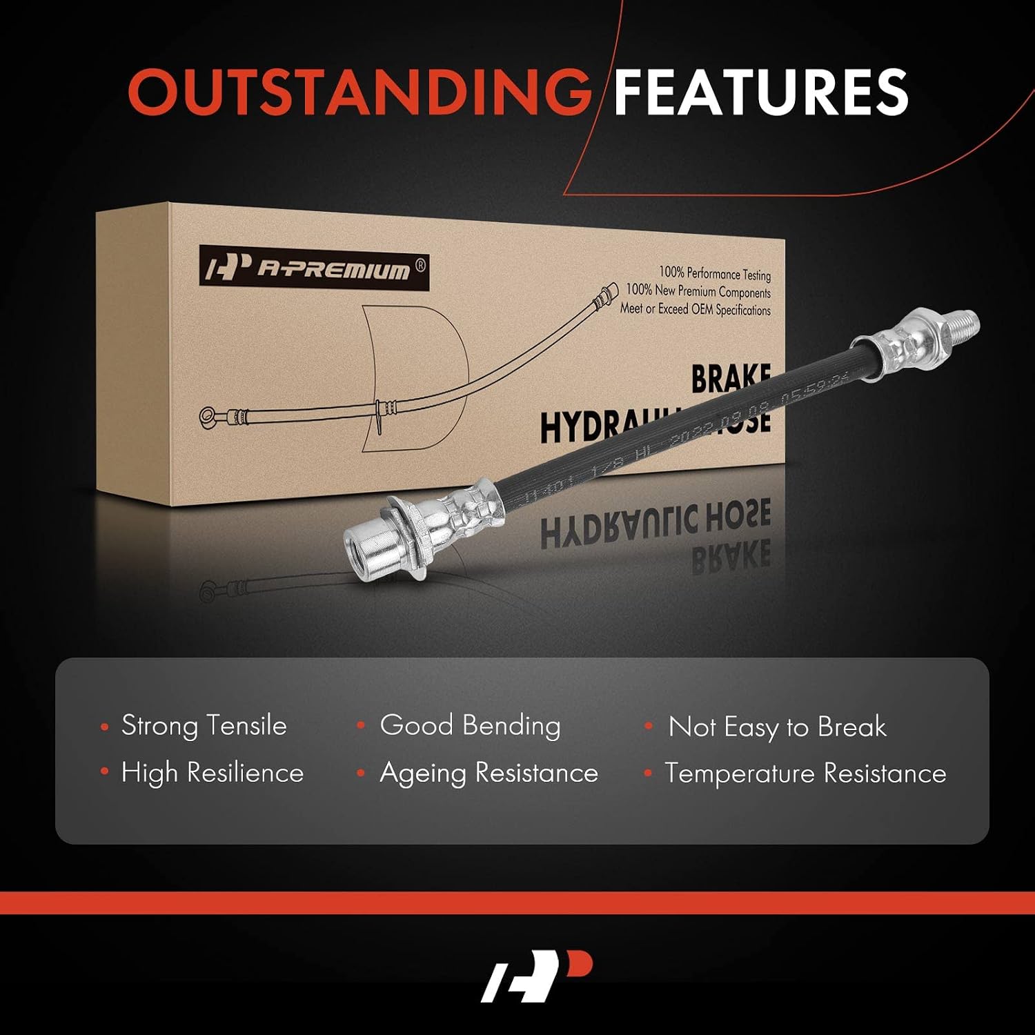 A-Premium Rear Outer Brake Hydraulic Hose Compatible with Select Toyota Models - Sienna 2004 2005 2006 2007 2008 2009 2010 - Replace# 9008094190