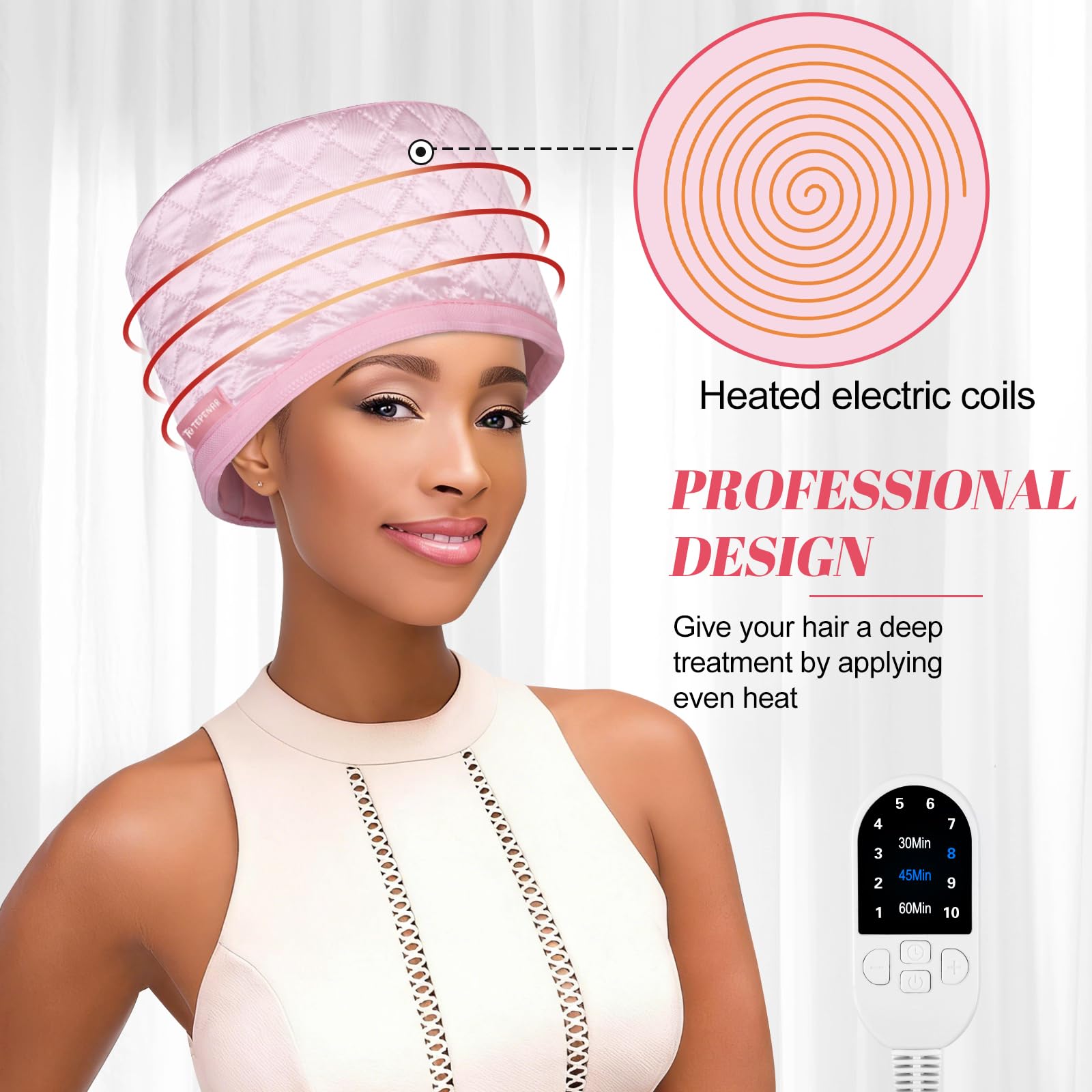 Cuffia termica per condizionamento vaporizzatore elettrico capelli afro naturali portatile uso domestico rosa