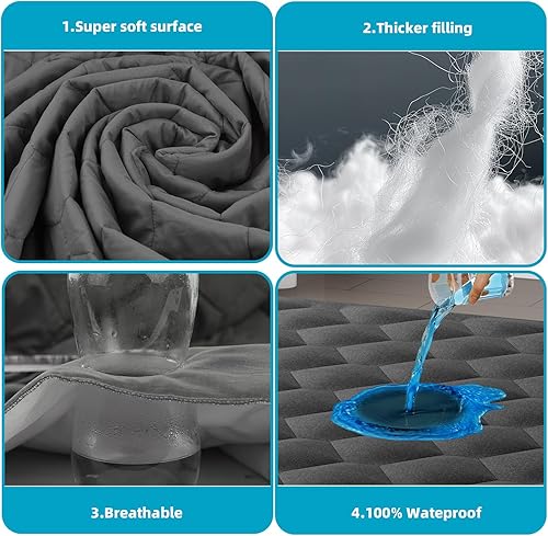 Miniatura 2 de Protector de colchón impermeable tamaño King, sin ruido, con bolsillo profundo ajustado de hasta 8-21 pulgadas, funda de colchón de cama suave y