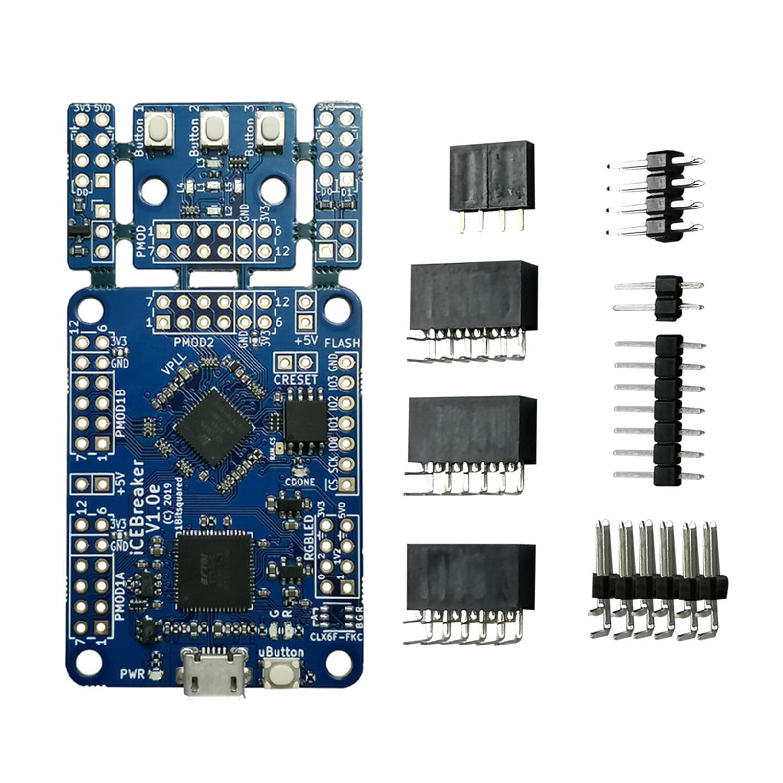 V1.0e Carte de développement FPGA ICE40 120 Kbit pour connecteurs Pmod Programmation graphique Facile à exécuter Kit de développement numérique matériel