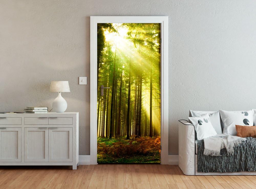 ohpopsi Sunlight Shining Through Trees In A Forest Accent Wall/Door Mural