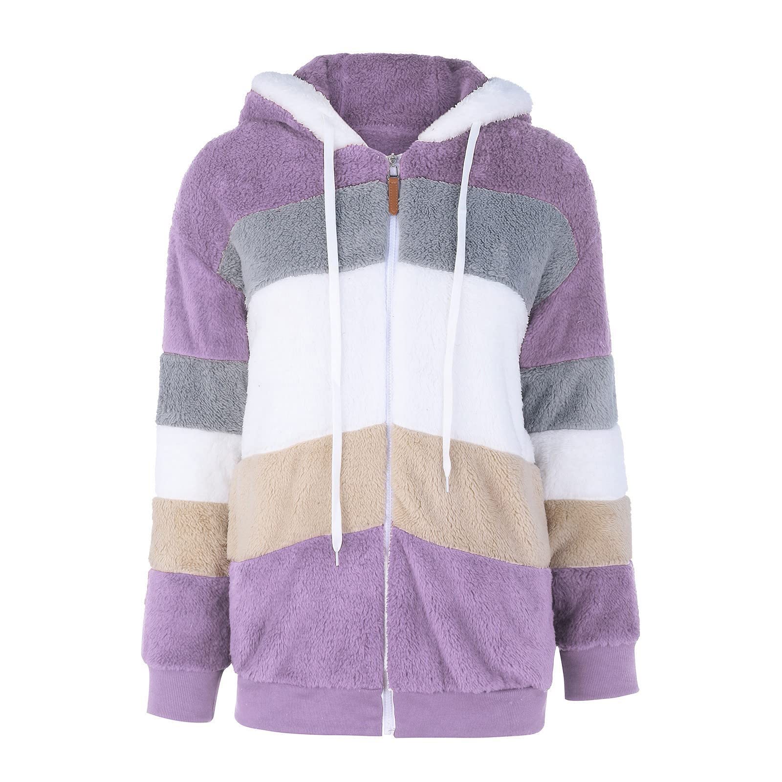 Fleecejacke Damen Mit Kapuze Wintermantel Teddy Mantel Teddyfleece Jacke