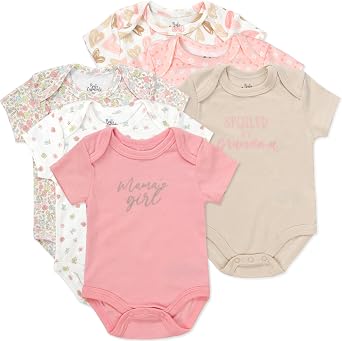 Baby Essentials 6 Pack Bodysuit Set Baby Girls Mamas Girl & Floral Prints
