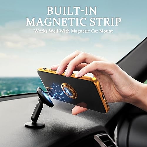 Miniatura 6 de IDweel Funda para iPhone 11 con soporte de anillo de 360 con soporte magnético, ligera, delgada, borde de oro rosa, TPU suave, protección de cámara,