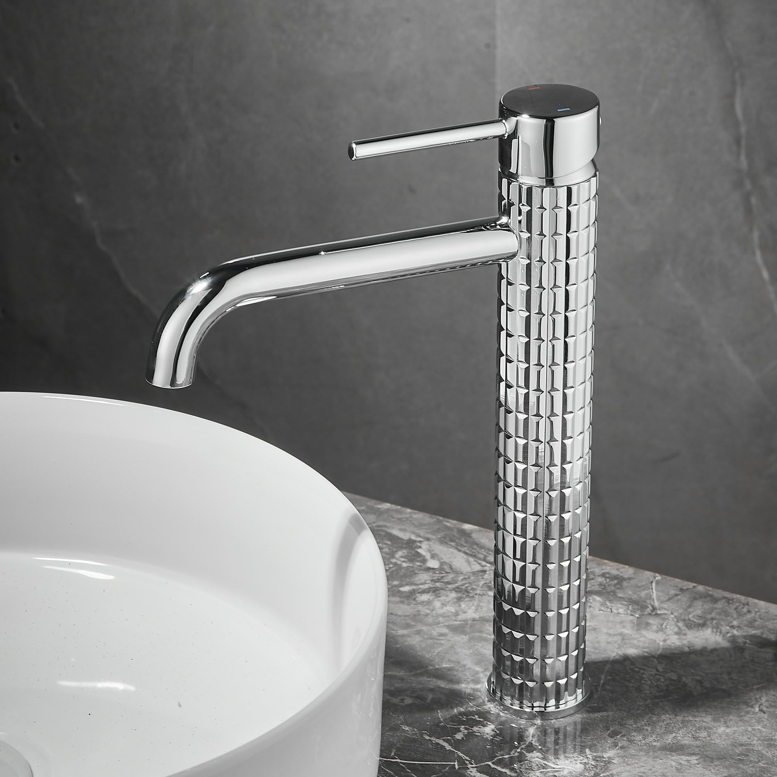 Silver Single-Handle, Single-Hole tapBrass MaterialBathroom Sink tap with Water Supply Hoses. - Image 4