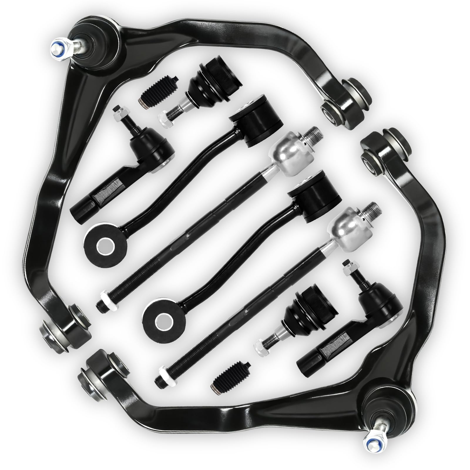 Photo 1 of Koxot 12Pcs Front Upper Control Arm Kit Lower Ball Joints Tie Rod Sway Bar End Fit for Dodge Nitro 2007-2011, Fit for Jeep Liberty 2008-2012, Replace OE# K621564 ES800412 K80629 K750127 EV800416