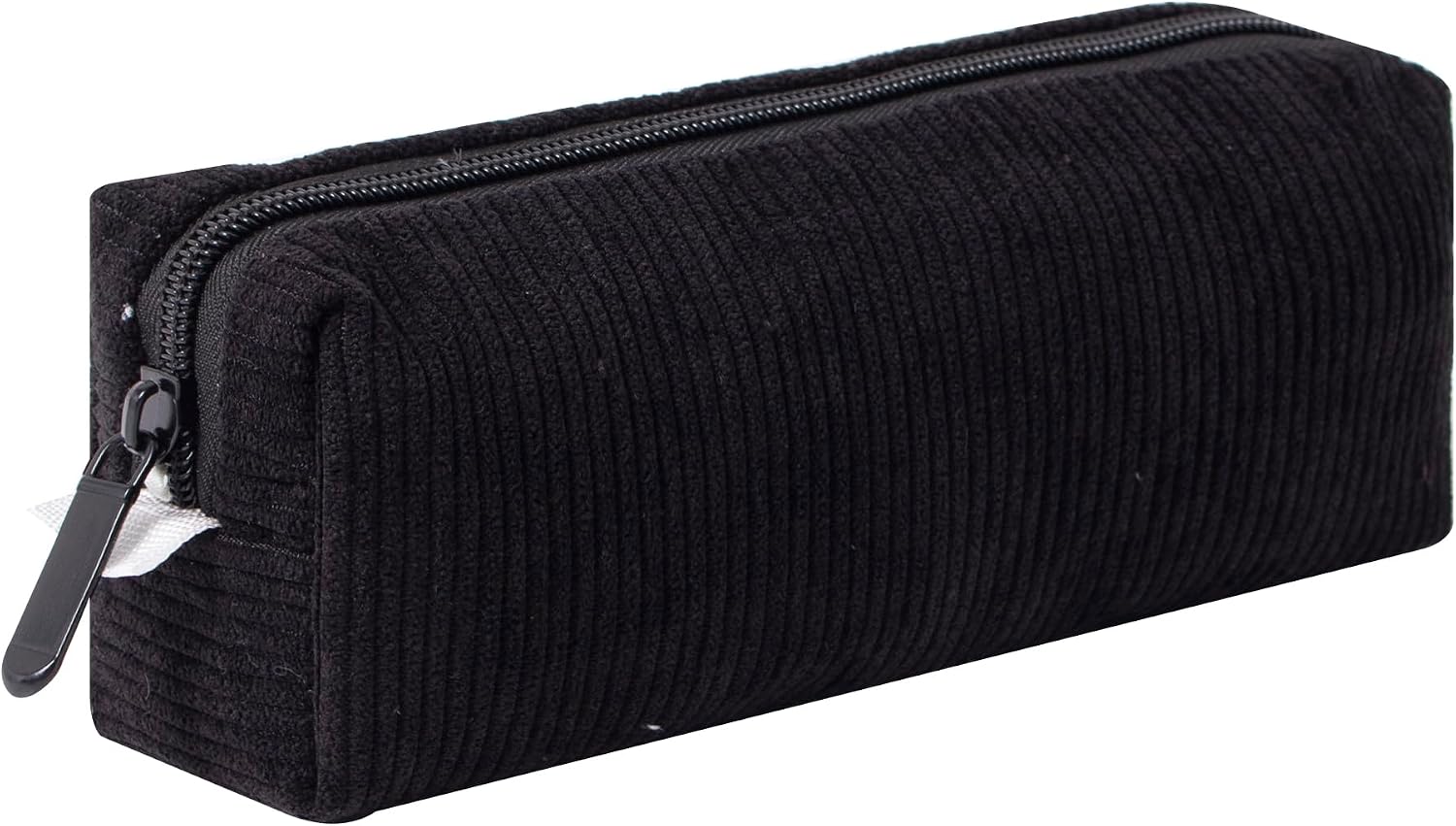 Corduroy Pencil Case for Girls Kids Large Capacity Aesthetic Pen Pouch Makeup Bag Cosmetic Organizer Cute Stationery Storage Bag for School Office Travel Minimalist Pencil Box (Black)