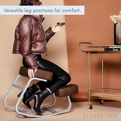 Miniatura 3 de Sleekform Silla ergonómica de rodillas  Taburete de escritorio mecedora para un cómodo soporte de postura de oficina en casa metal resistente