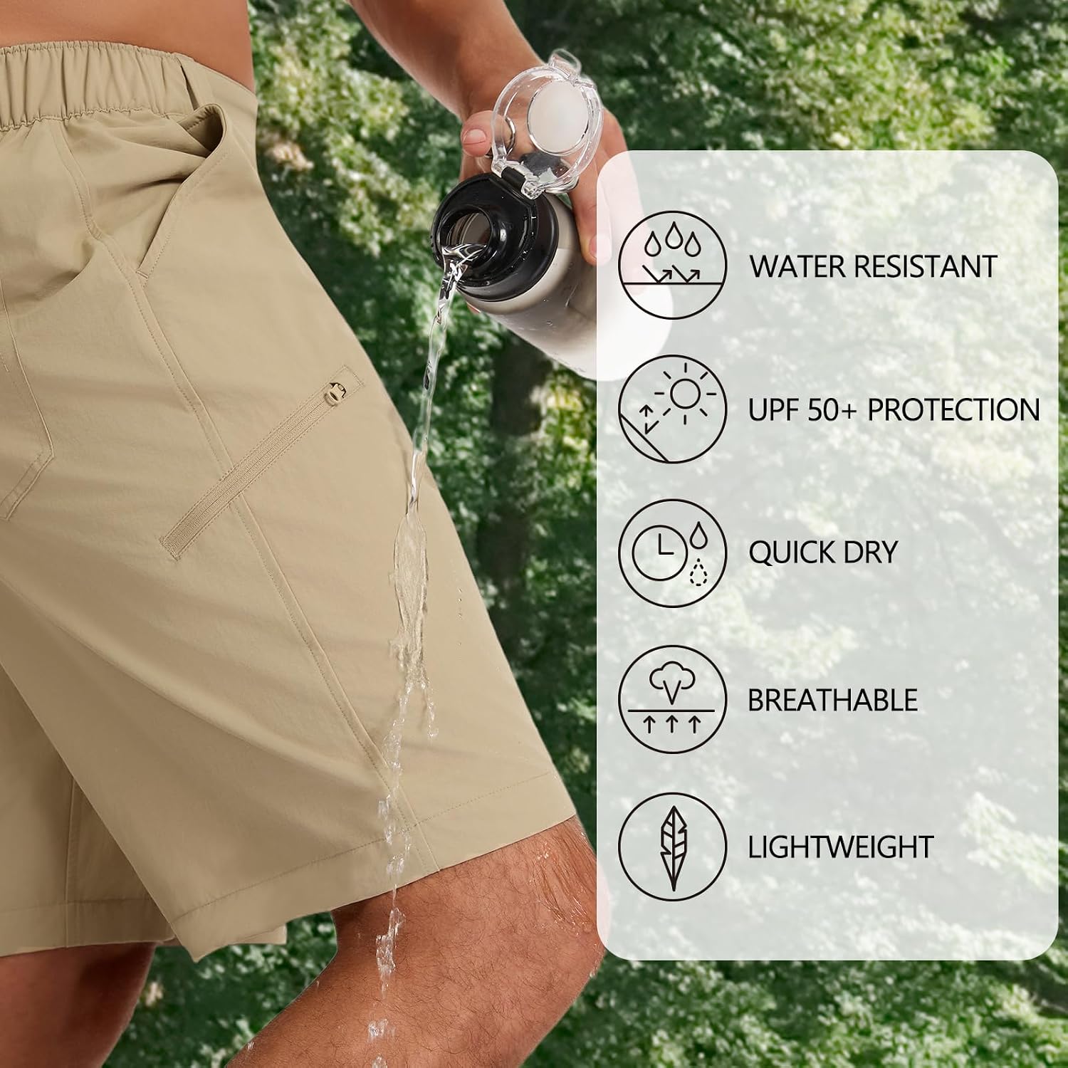 Bassdash Men’s 10" Hiking Cargo Shorts Quick Dry Water Resistant Lightweight Outdoor Shorts for Fishing Camping Golf