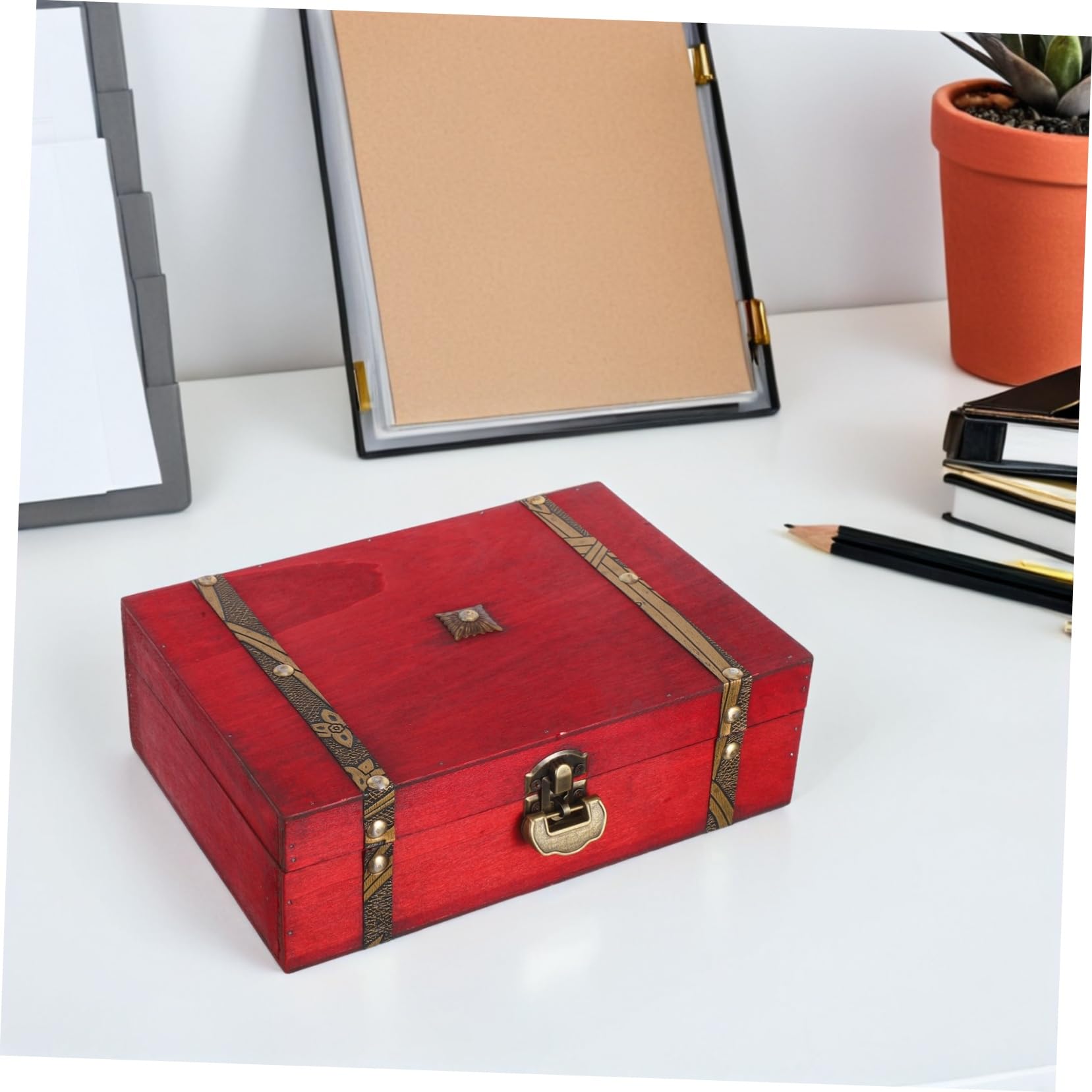Cabilock Holzbox mit Deckel und Zahlenschloss Dekorative Aufbewahrungsbox im Vintage-stil Schmuckkästchen und Organizer für Schmuckstücke Dokumente und Kleine Utensilien Robuste Erinnerungs