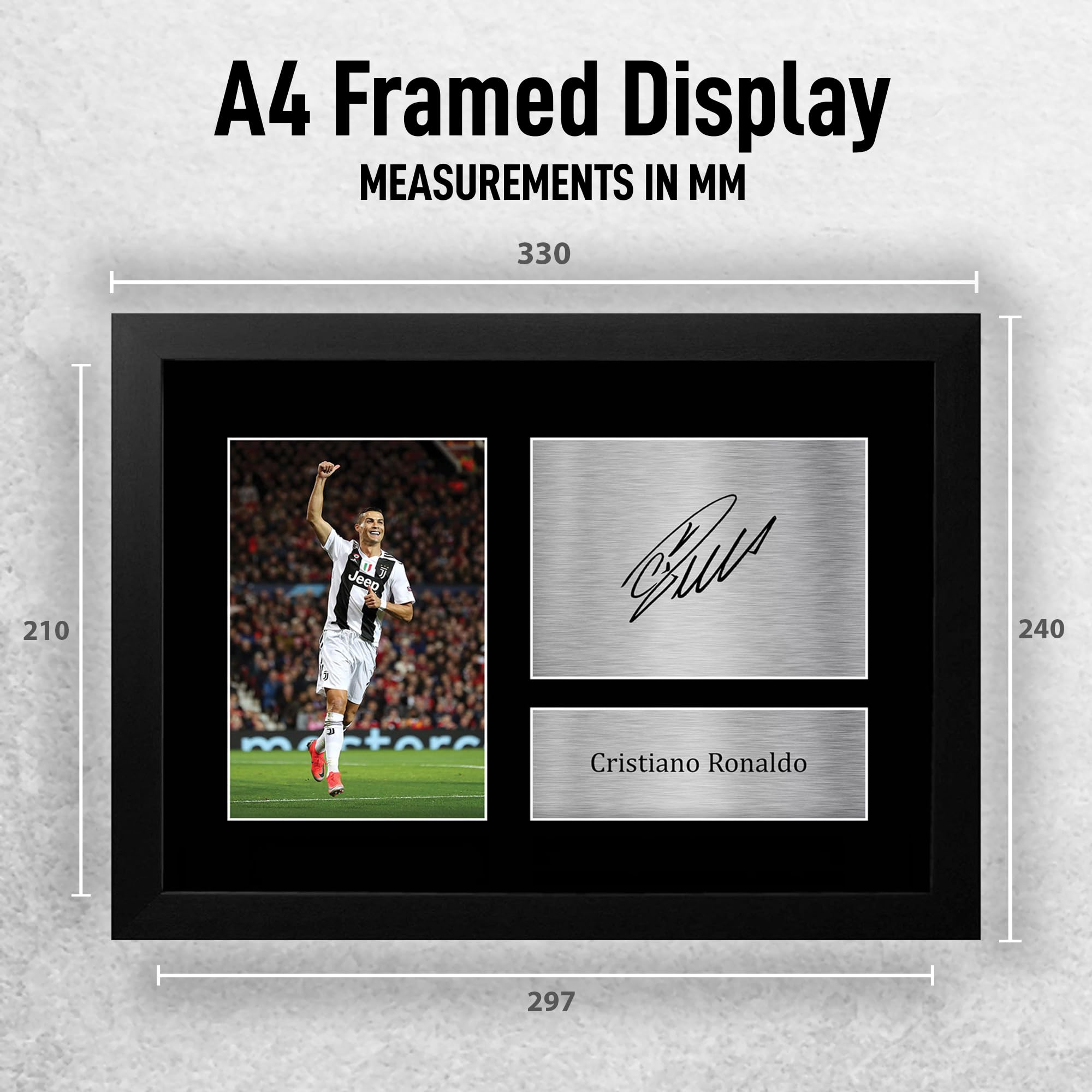 HWC Trading FR A4 Cristiano Ronaldo Juventus Geschenke Gedrucktes Signiertes Autogramm Foto für Fußball Anhänger and Fans - A4 Gerahmt