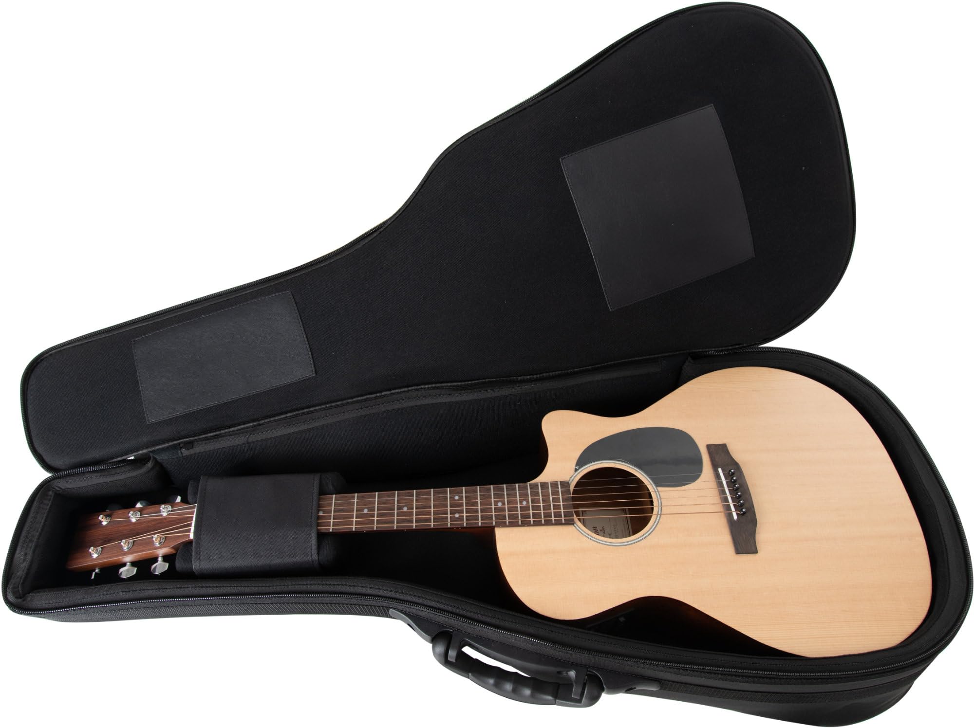 Rocktile WGSC-4122BK Housse Souple épaisse et rembourrée pour Guitare Western, Support Manche réglable, 3 Grandes Poches extérieures, Harnais Sac à Dos, Couleur Noire.