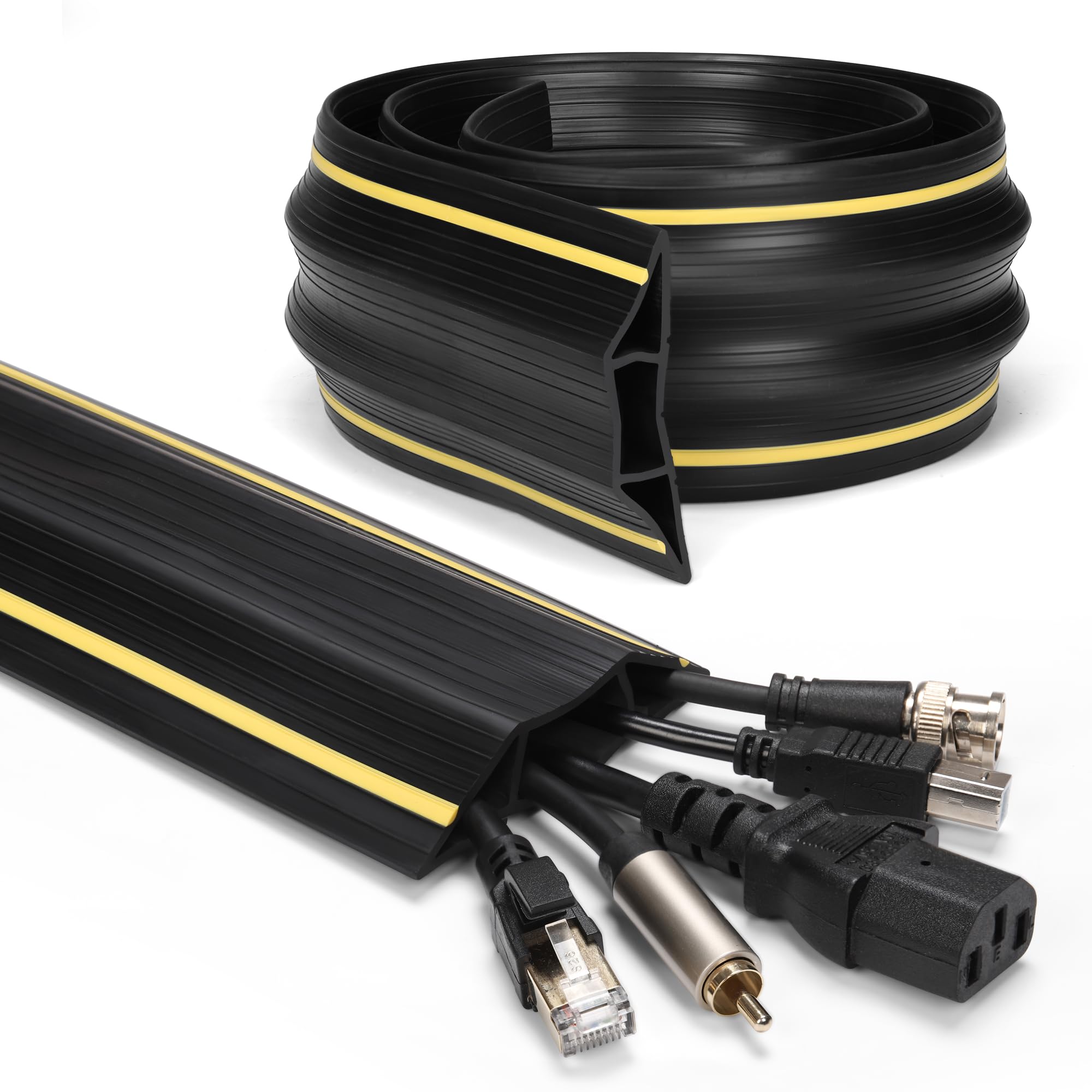 ZhiYo 4ft Cord Covers for Wires on Floor, Large Capacity Cord Hider Floor Wire Covers for Cords, Cable Protector Cable Management Prevent Cable Trips, for Home Office