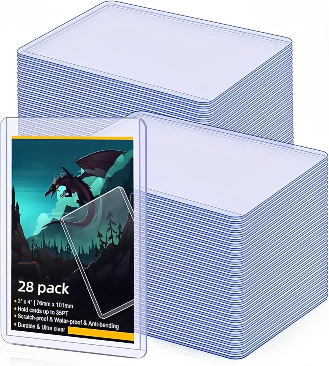 56 Pack Top-Loading Hard Plastic Sleeves,3"x4" Protectors for Trading, Baseball, and Game Cards. Durable Sports Card Holders