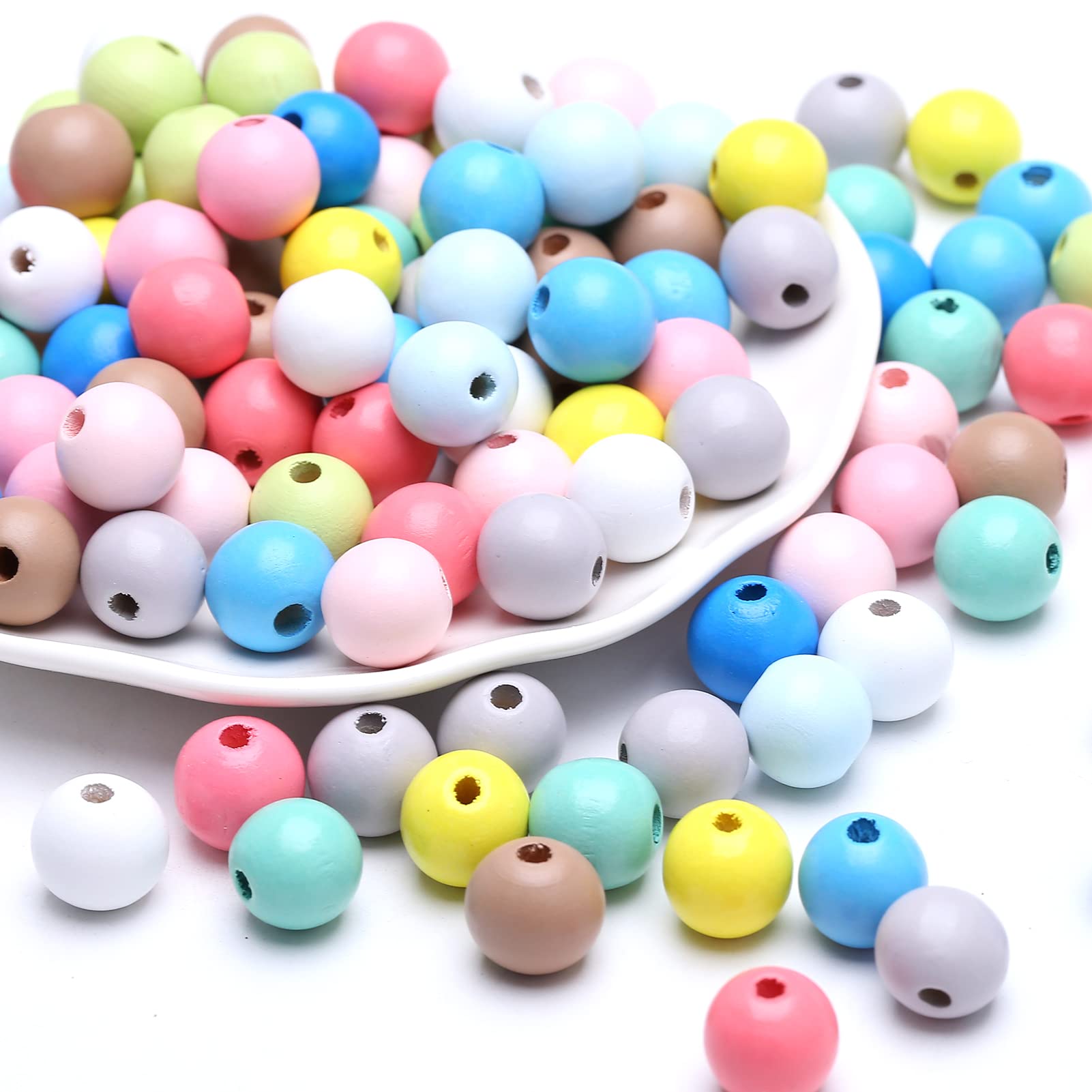 Perles rondes en bois ToBeIT assortiment multicolore de 16 mm