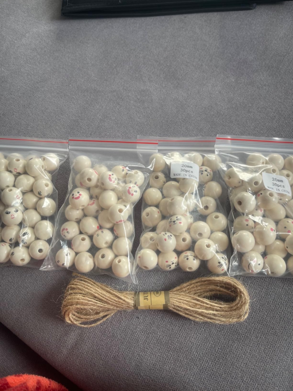 150 Stück Unlackierte Holzperlen 18 Mm Mit Juteseil – Bastelset Für Schmuck, Girlanden & DIY
