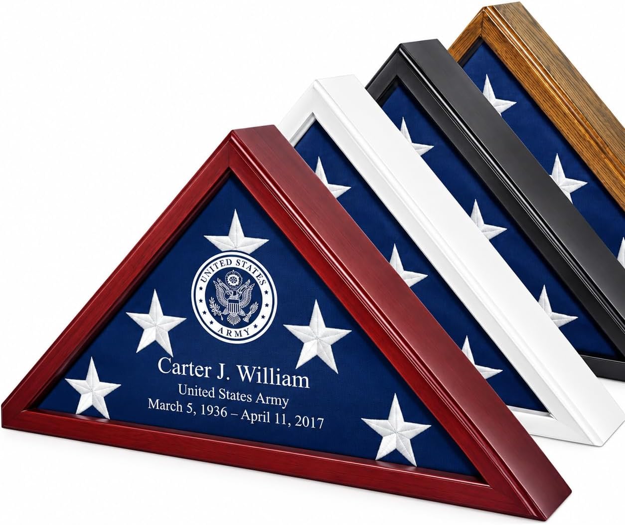 Personalized Flag Display Case for 5' x 9.5' Flag – All Military Branches Available, Veteran Memorial Display Case with Glass Front