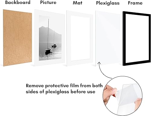Vista 220 de Americanflat Portarretratos de 8 x 12 pulgadas con plexiglás pulido, juego de 2 portarretratos de 6 x 8 pulgadas con paspartú o para fotos de 8 x 12