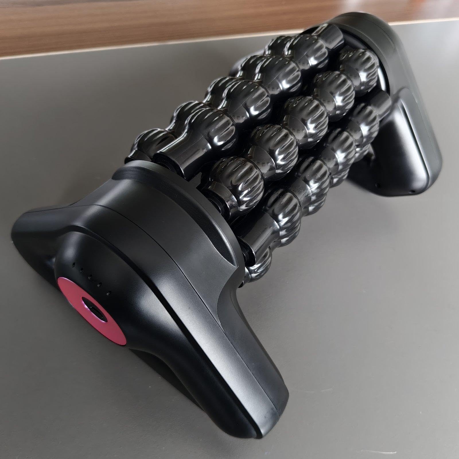 Strumento Elettrico per Massaggio a Percussione Profondo Dei Tessuti, Ideale per Il Sollievo Muscolare, con Rulli a Più File E Impugnatura Ergonomica, Nero E Rosso Rosato