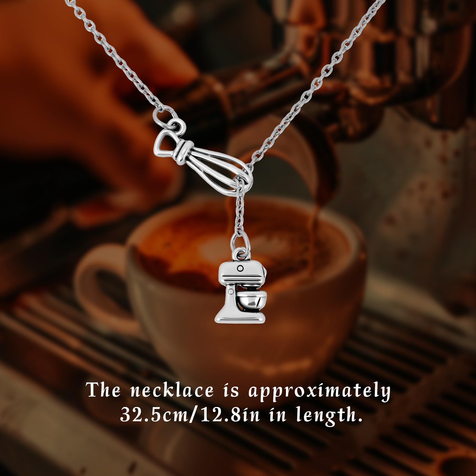 Mikovivi Baking Necklace for Women, 32.5cm/12.8 Inch Chef Gifts Jewelry Baker Necklace Charm for Female Bakers Gift Baking-Themed Party