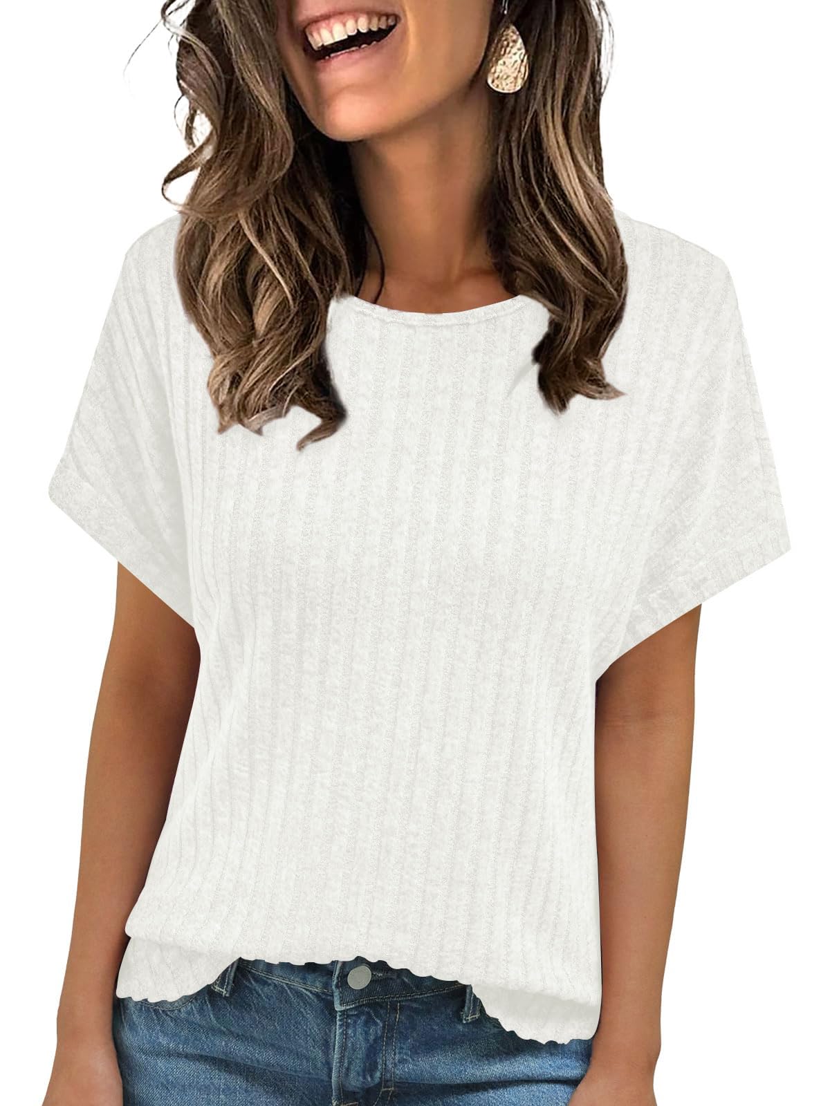 Haslike Damen-Sommer-Pullover, lockere Passform, T-Shirt, Tops, Business, elegant, legere Blusen