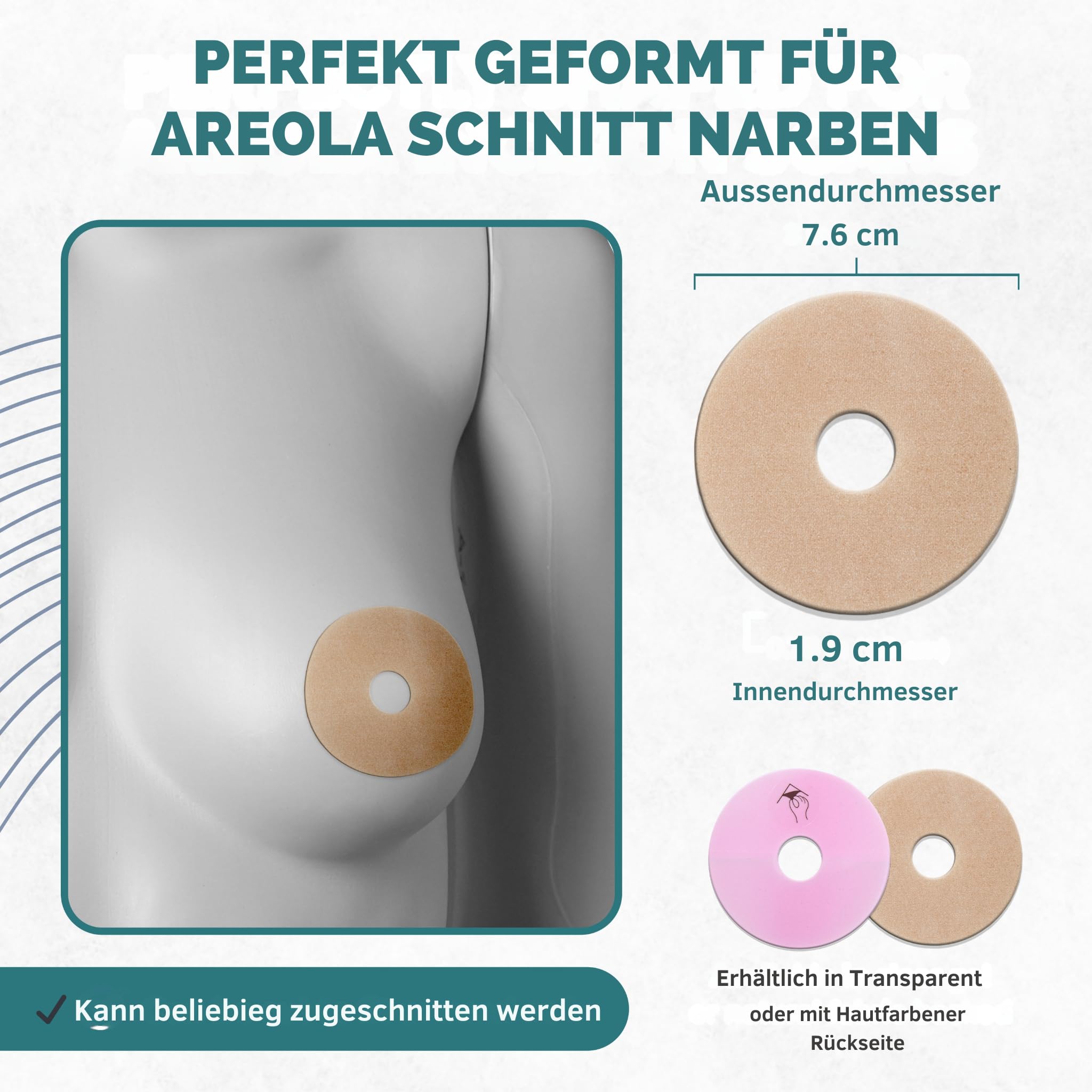BIODERMIS Epiderm Natural plaster do leczenia blizn w kolorze skóry, na klatkę piersiową, 1 x 2 sztuki, folia silikonowa na blizny, silikonowy plaster na blizny