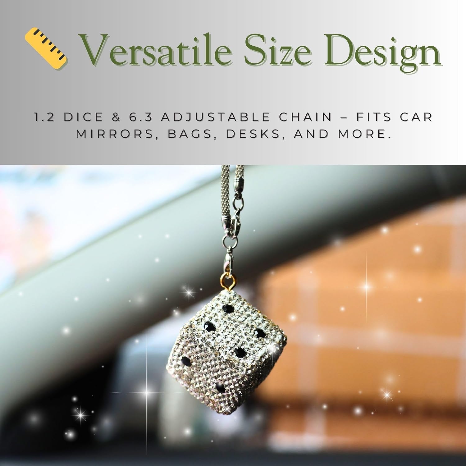 Creative Hanging Dice with Dots Car Rearview Mirror Charm, Bling Car Charm, Rear View Mirror Accessories, Stylish Auto Interior Decor image 5